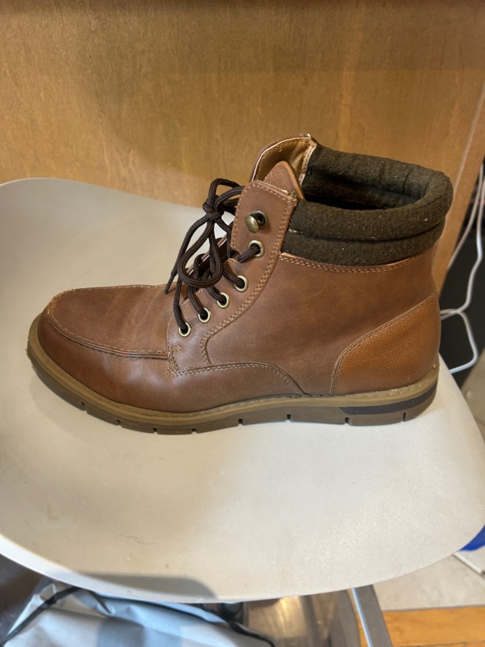 Men's Brown  Lace-Up Ankle Boots with Padded Collar